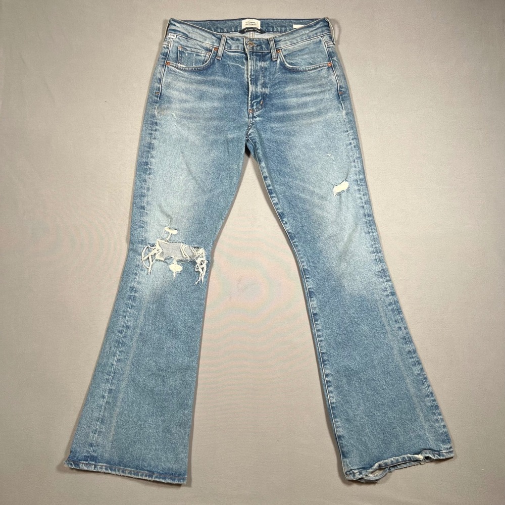 Citizens of Humanity Emannuelle Slim Flare Jeans Size 27 Distressed Light Wash